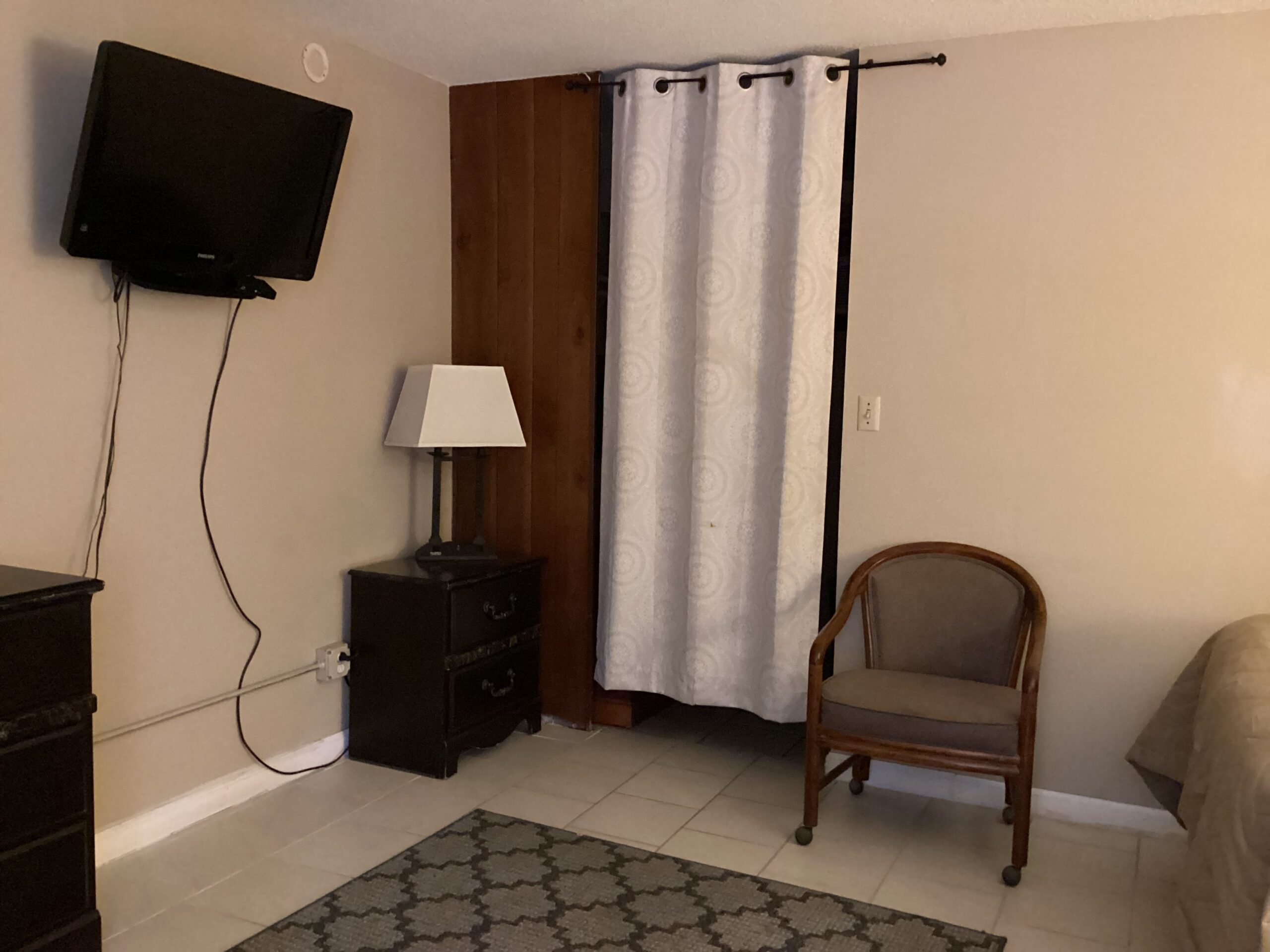 Picture of Television, Lamp and Curtain